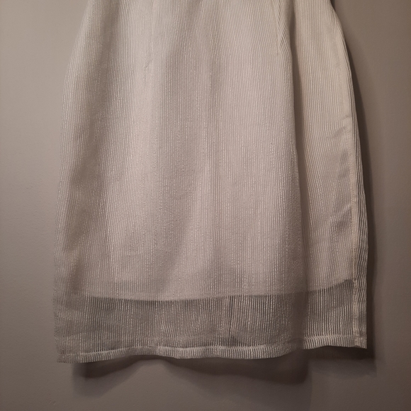 LUXE White Sleeveless Midi Dress with Lace - Picture 4 of 12